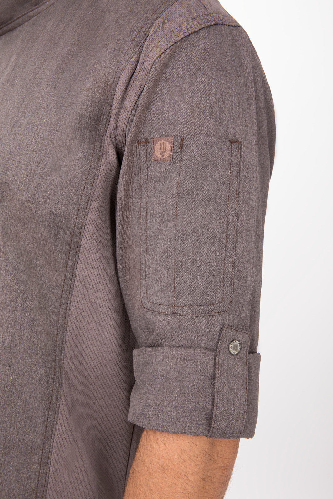 V107-BCLZ008-GPG-XL-217647-04 Hartford Men's Graphite Grey Zipper XL Chef Jacket by Chef Works - Image 5