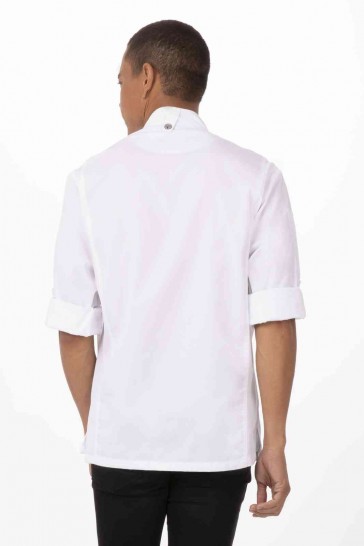 V107-BCLZ008-WHT-3XL-217627-02 Hartford Men's White Zipper 3XL Chef Jacket by Chef Works - Image 3