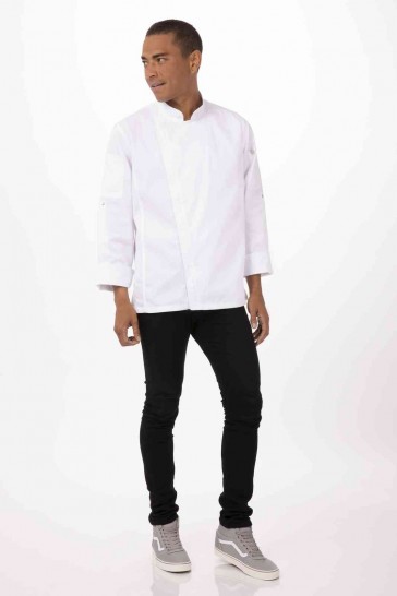 V107-BCLZ008-WHT-XL-217625-01 Hartford Men's White Zipper XL Chef Jacket by Chef Works - Image 2