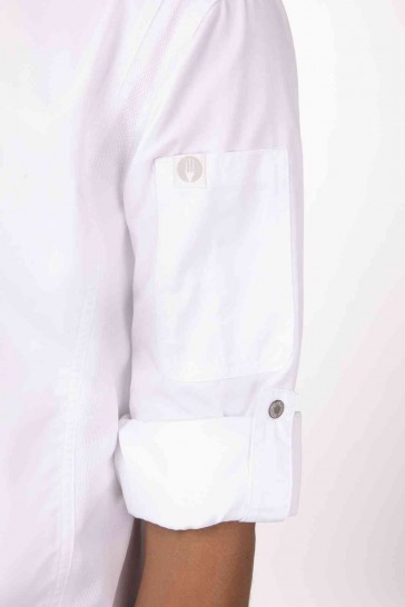 V107-BCLZ008-WHT-XS-217617-03 Hartford Men's White Zipper XS Chef Jacket by Chef Works - Image 4