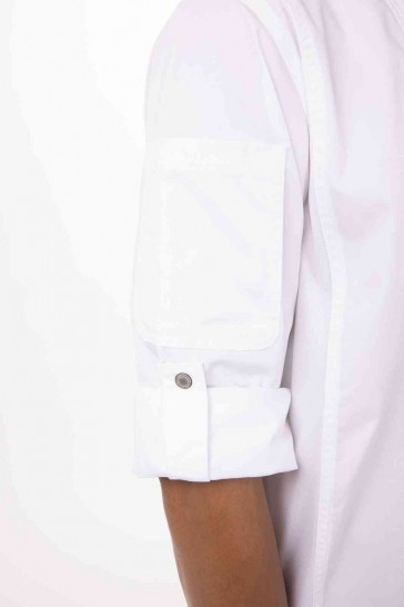 V107-BCLZ008-WHT-XS-217617-04 Hartford Men's White Zipper XS Chef Jacket by Chef Works - Image 5
