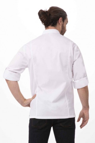 V107-BCMC010-WHT-XL-217885-01 Lansing Men's White XL Chef Jacket by Chef Works - Image 2