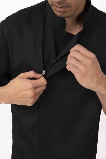 V107-BCSZ009-BLK-XXL-217551-02 Springfield Men's Black Zipper XXL Chef Jacket by Chef Works - Image 3