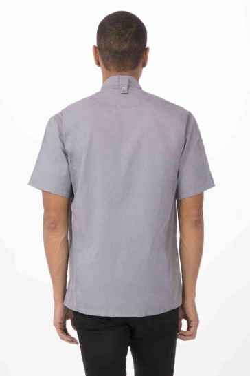 V107-BCSZ009-GRY-M-217565-02 Springfield Men's Grey Zipper M Chef Jacket by Chef Works - Image 3