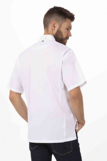 V107-BCSZ009-WHT-M-217557-01 Springfield Men's White Zipper M Chef Jacket by Chef Works - Image 2