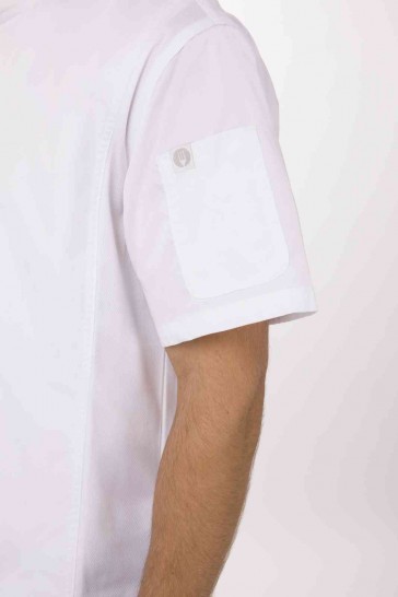 V107-BCSZ009-WHT-M-217557-02 Springfield Men's White Zipper M Chef Jacket by Chef Works - Image 3