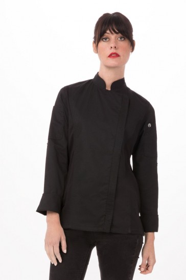 V107-BCWLZ005-BLK-S-217678-00 Hartford Women's Black Zipper S Chef Jacket by Chef Works - Image 1