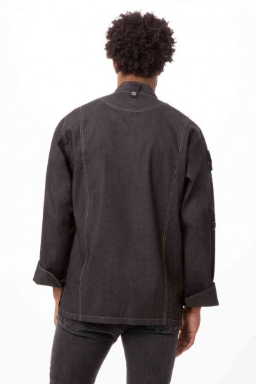 V107-EXDZ001-BLK-XL-217607-02 Gramercy Men's Denim Black Zipper XL Chef Jacket by Chef Works - Image 3
