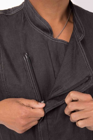 V107-EXDZ001-BLK-XL-217607-04 Gramercy Men's Denim Black Zipper XL Chef Jacket by Chef Works - Image 5