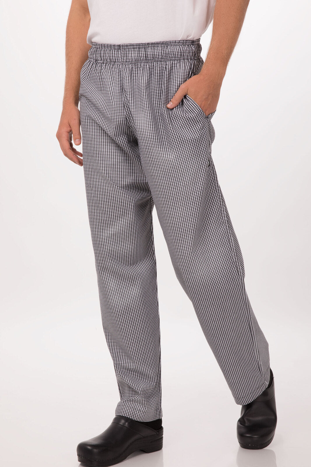 V107-NBCP-3XL-217993-01 Essential Men's Small Checks 3XL Baggy Black Chef Pants by Chef Works - Image 2