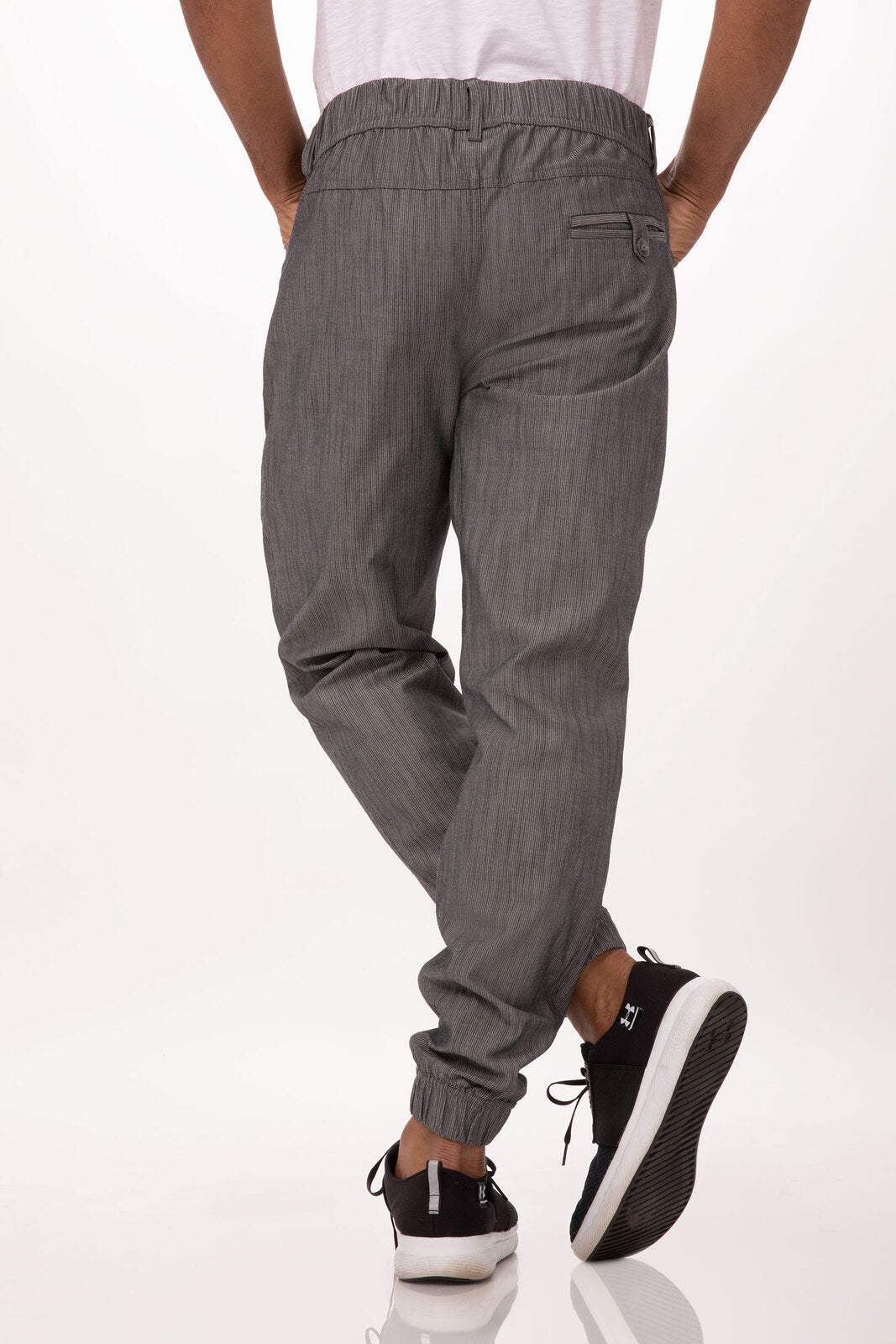 V107-PBE01-BWS-L-217319-01 Jogger 257 Black/White Stripe L Men's Chef Pants by Chef Works - Image 2