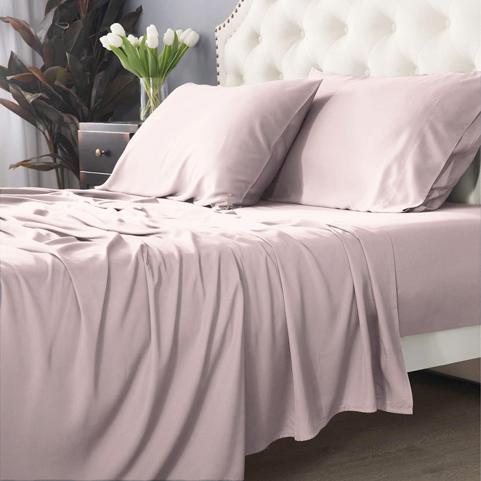 V107-SH320190-196382-00 Bamboo Cotton 500 TC Peach Sheet Set by Park Avenue Long Single - Image 1