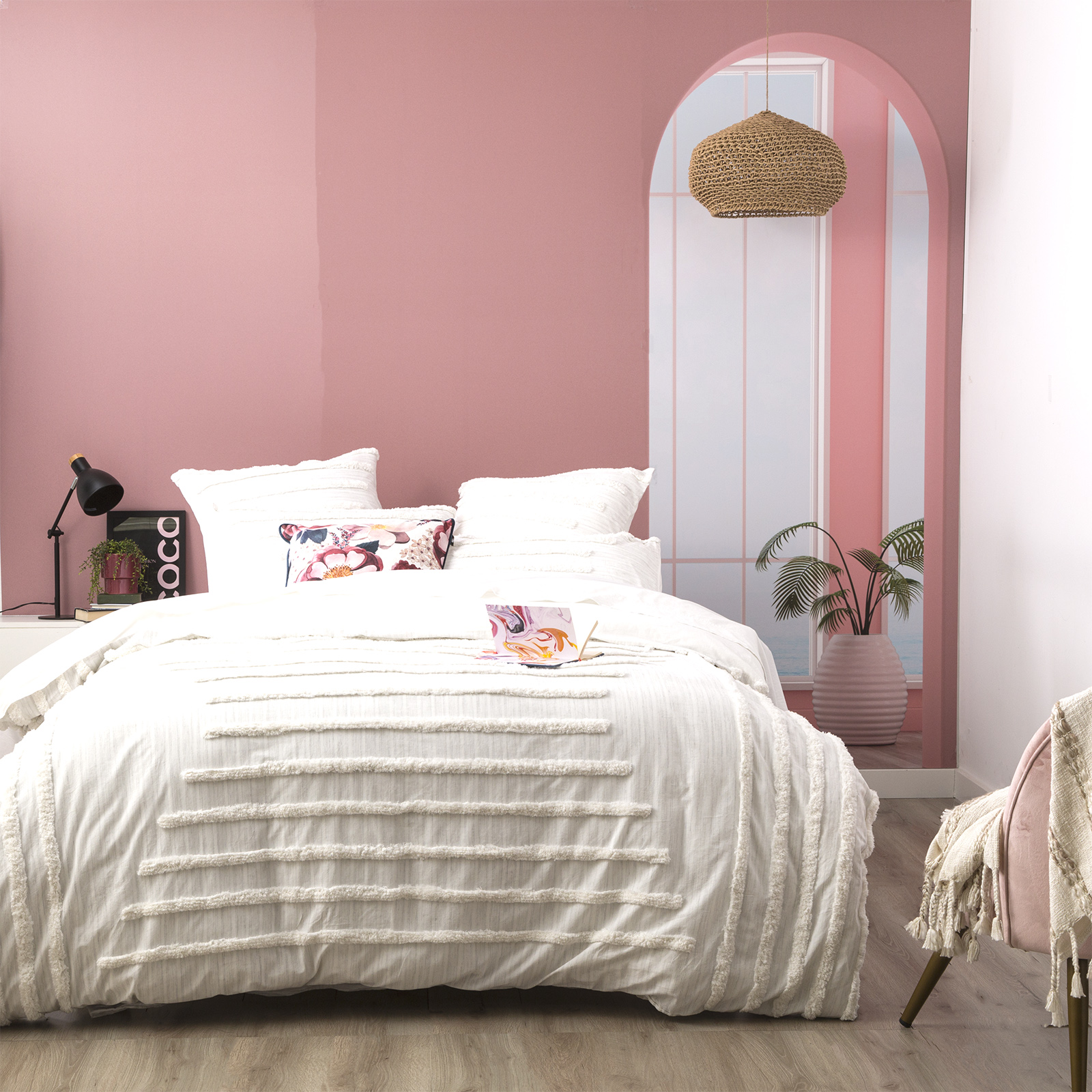 V107-SH321385-196662-00 Classic Cotton Vintage Washed Tufted White Quilt Cover Set by Renee Taylor Queen - Image 1