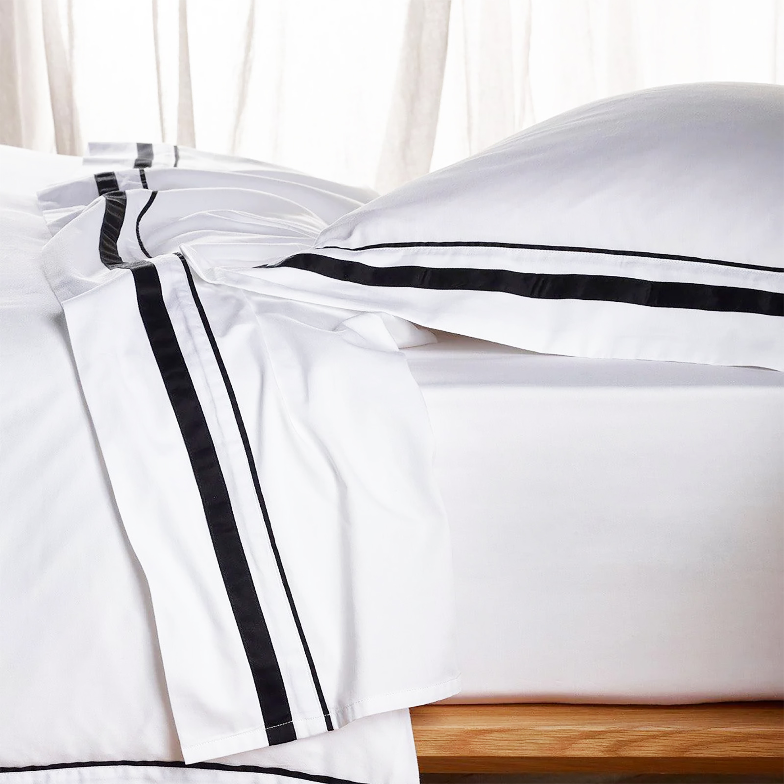 V107-SH328270-217022-01 Cloud 1000 TC Egyptian Cotton White Charcoal Deep King Sheet sets by Renee Taylor - Image 2