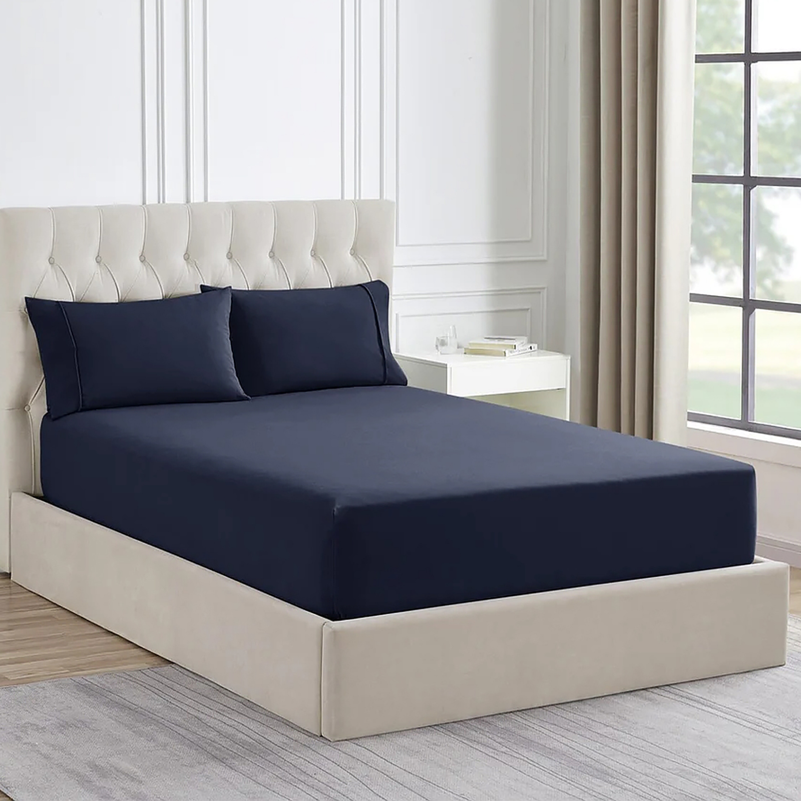 V107-SH329085-217501-00 Ddecor Home 1500 Thread count Premium Cotton Blend Indigo King Combo Set by Ddecor Home - Image 1