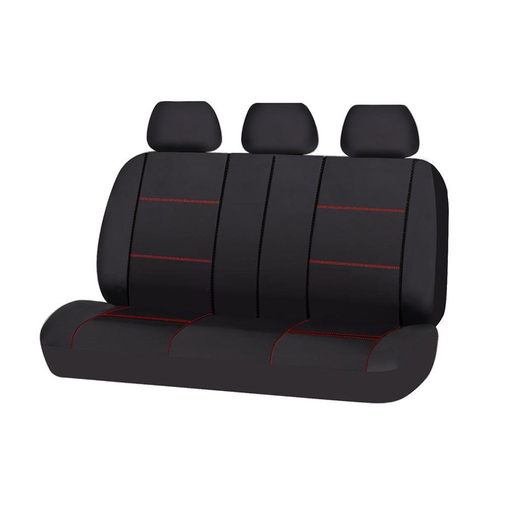 V121-LAV0608S05_LAV0608S05_2a768ef3-d6eb-47c2-a08a-cbfd116e05c9 Universal Lavish Rear Seat Cover Size 06/08S | Black/Red Stitching - Image 1