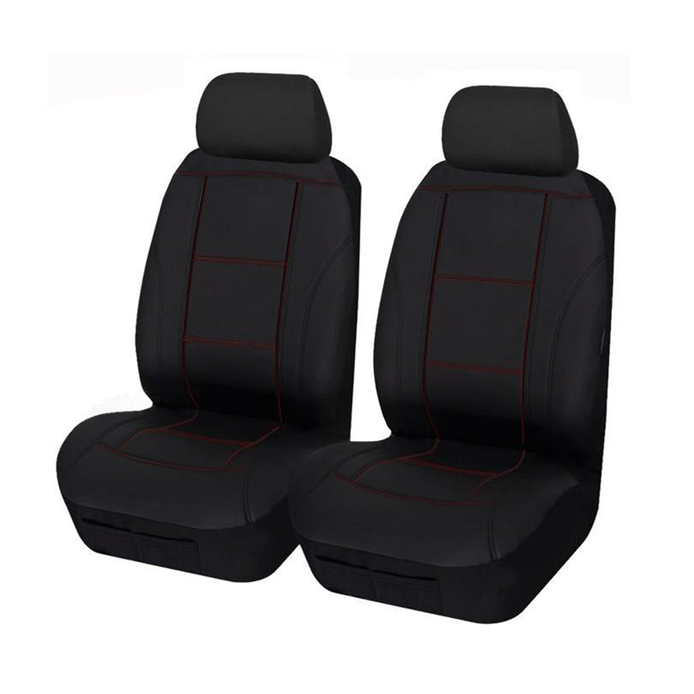 V121-LAVA3505_LAVA3505_143eb28c-cc46-4b5d-b16c-8c40d68318ab Universal Lavish Front Seat Covers Size 30/35 | Black/Red Stitching - Image 1