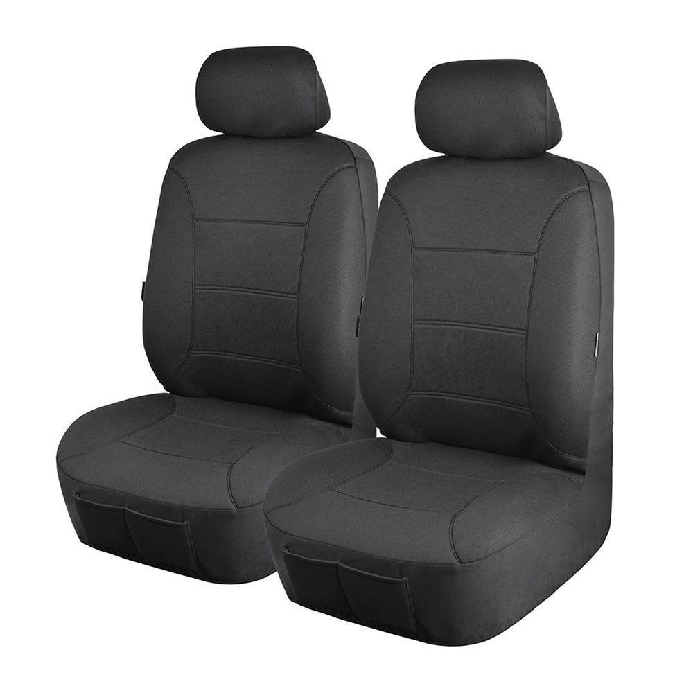 V121-PLATA3508_PLATA3508 Universal Platinum Front Seat Covers Size 30/35 | Charcoal - Image 1