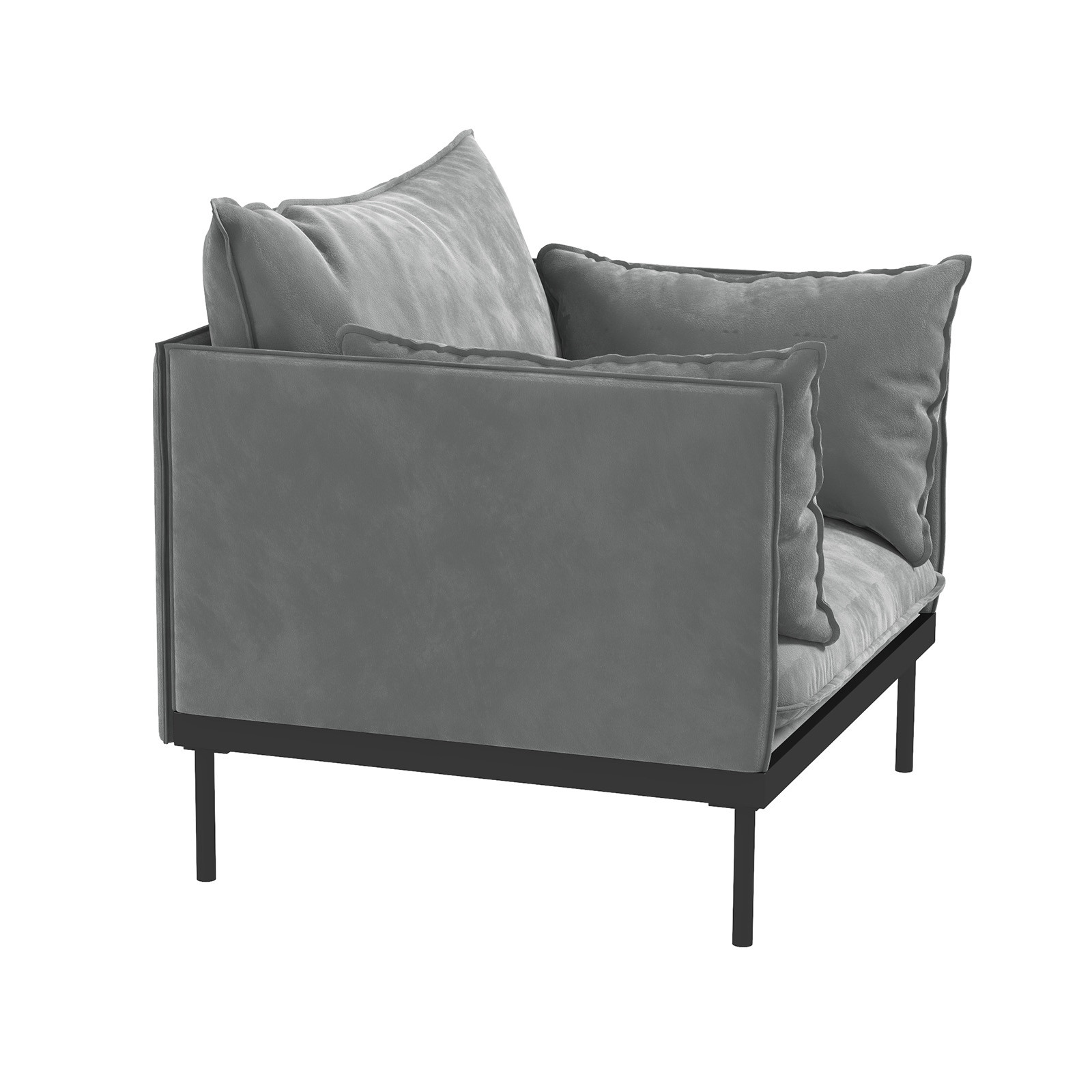 V160-10003625-65473-06 Casa Decor Camilla Luxury Upholstered 1 Seater Sofa Armchair Light Grey - Image 7