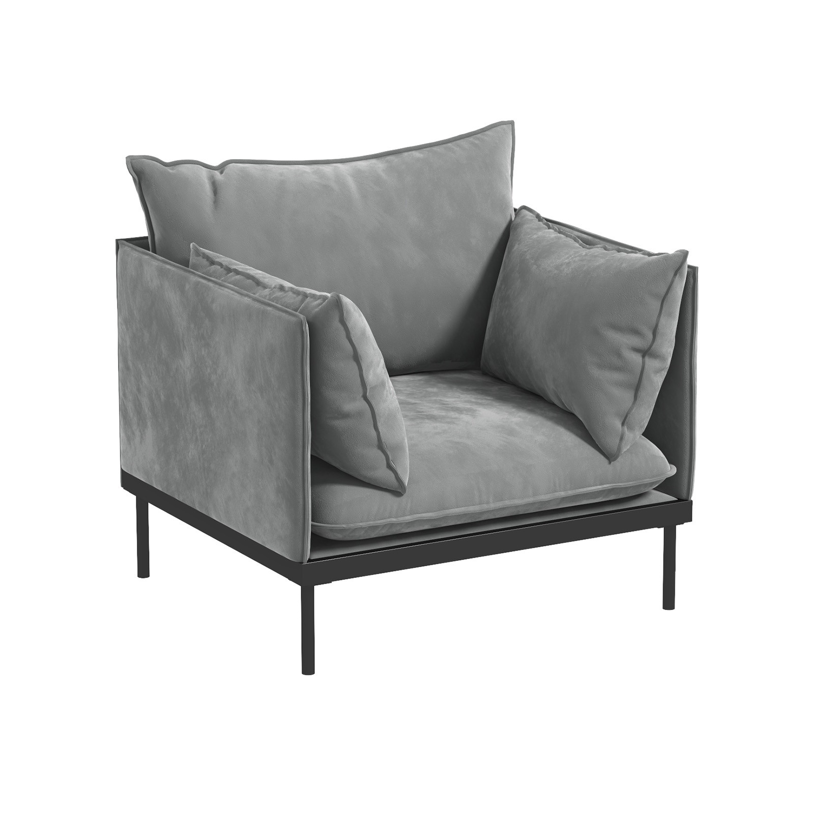 V160-10003625-65473-07 Casa Decor Camilla Luxury Upholstered 1 Seater Sofa Armchair Light Grey - Image 8