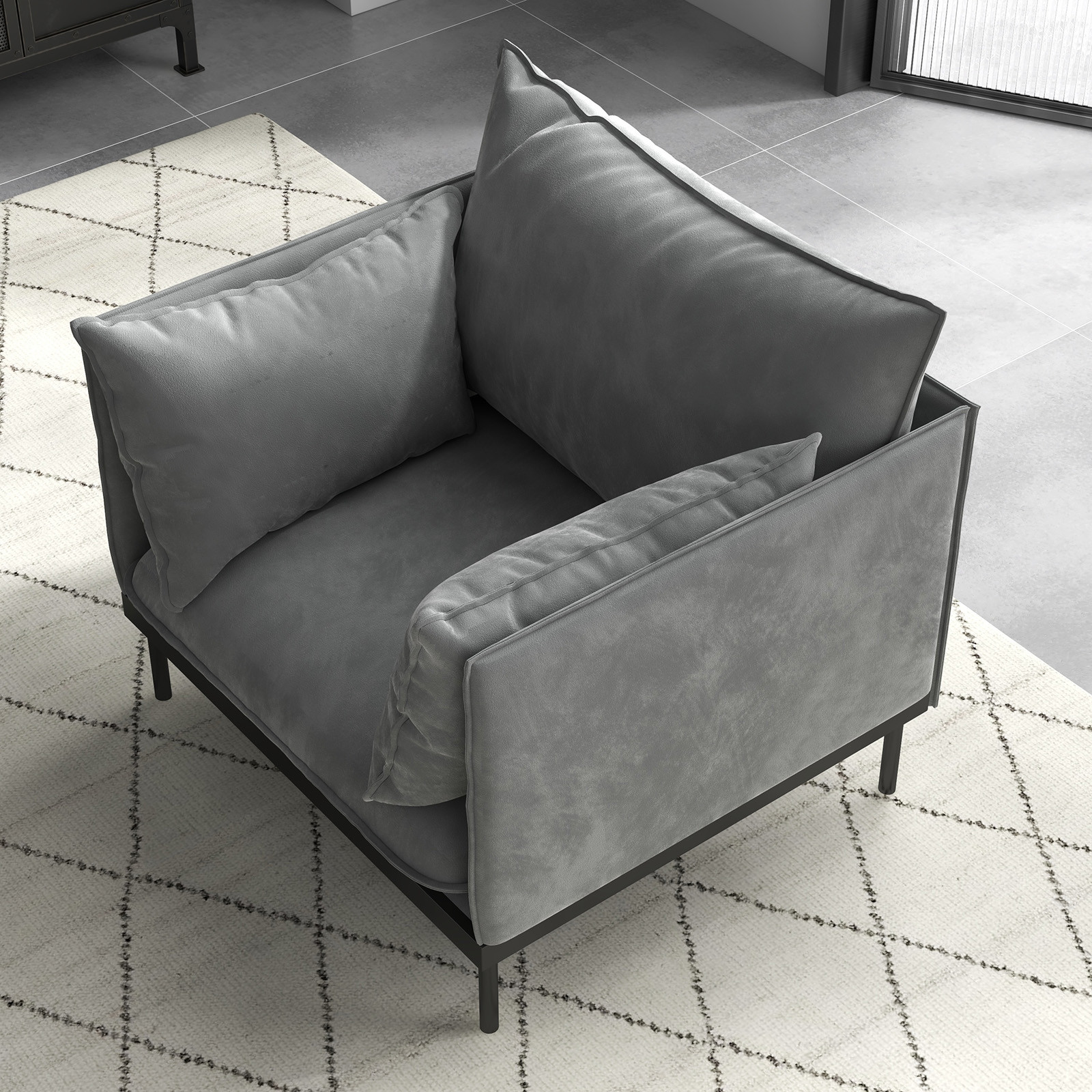 V160-10003625-65473-09 Casa Decor Camilla Luxury Upholstered 1 Seater Sofa Armchair Light Grey - Image 10