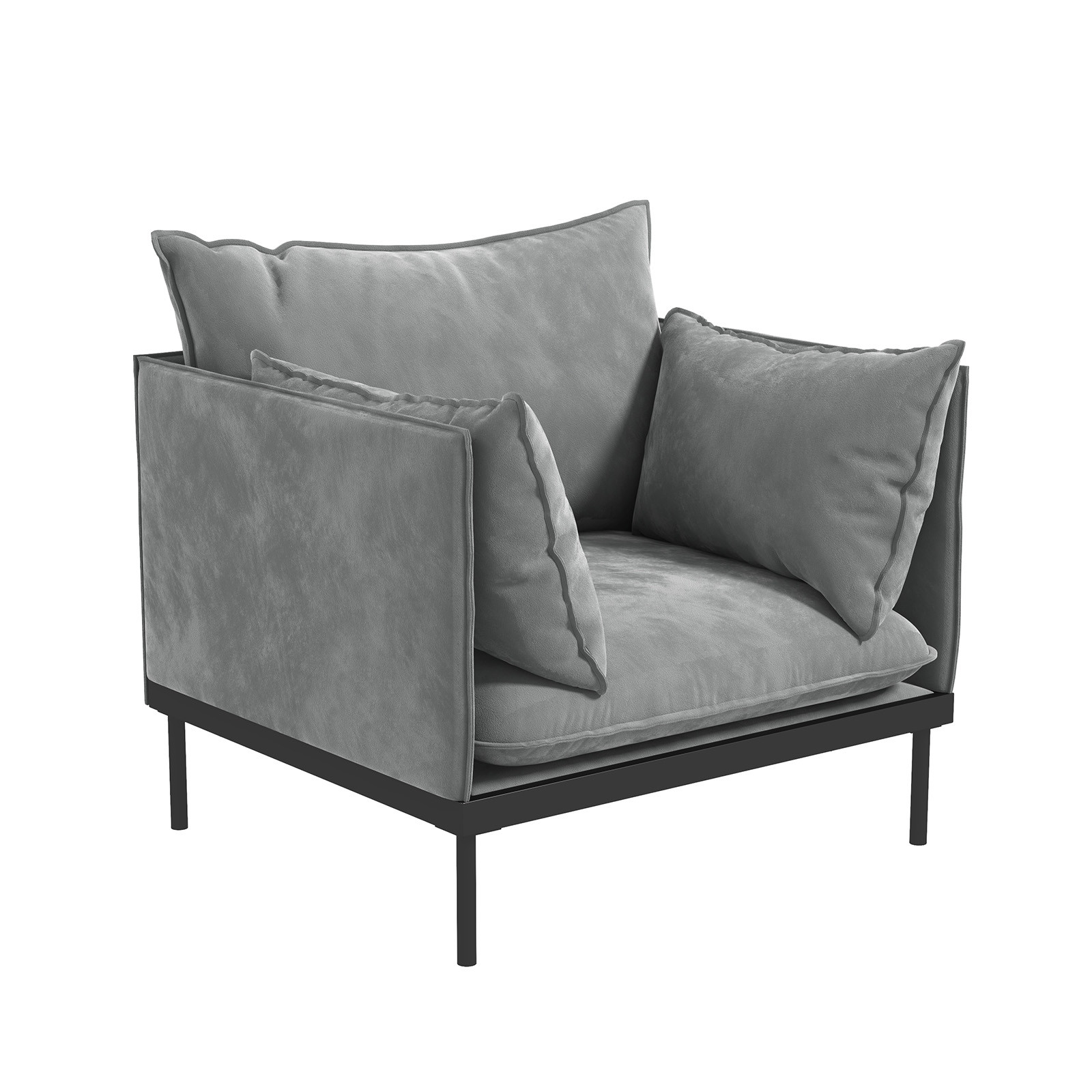 V160-10003625-65473-11 Casa Decor Camilla Luxury Upholstered 1 Seater Sofa Armchair Light Grey - Image 12