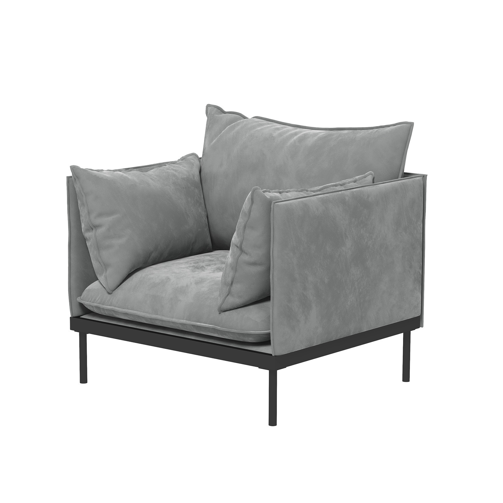 V160-10003625-65473-12 Casa Decor Camilla Luxury Upholstered 1 Seater Sofa Armchair Light Grey - Image 13