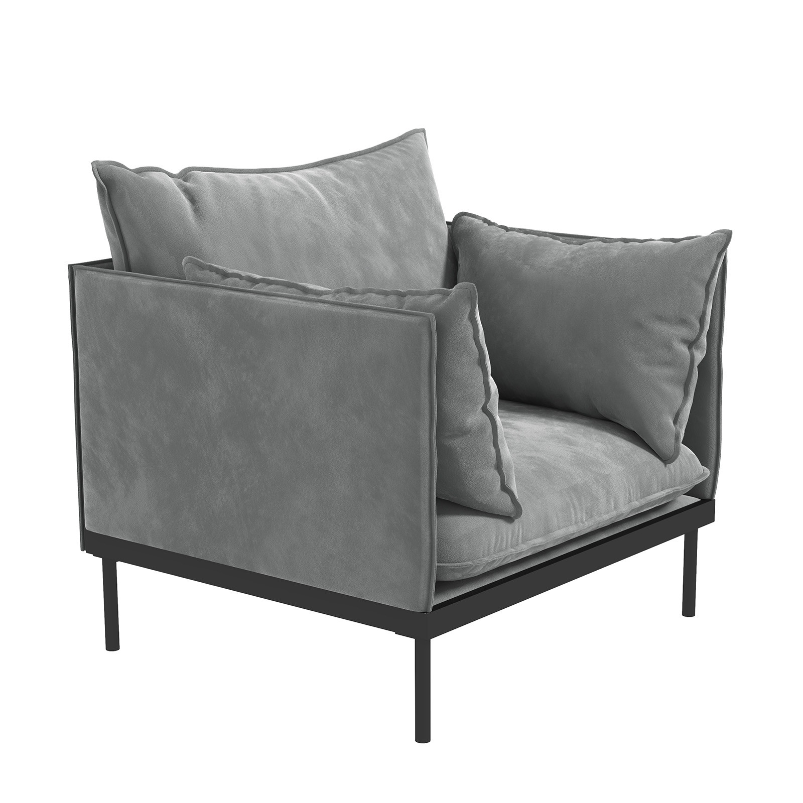 V160-10003625-65473-13 Casa Decor Camilla Luxury Upholstered 1 Seater Sofa Armchair Light Grey - Image 14