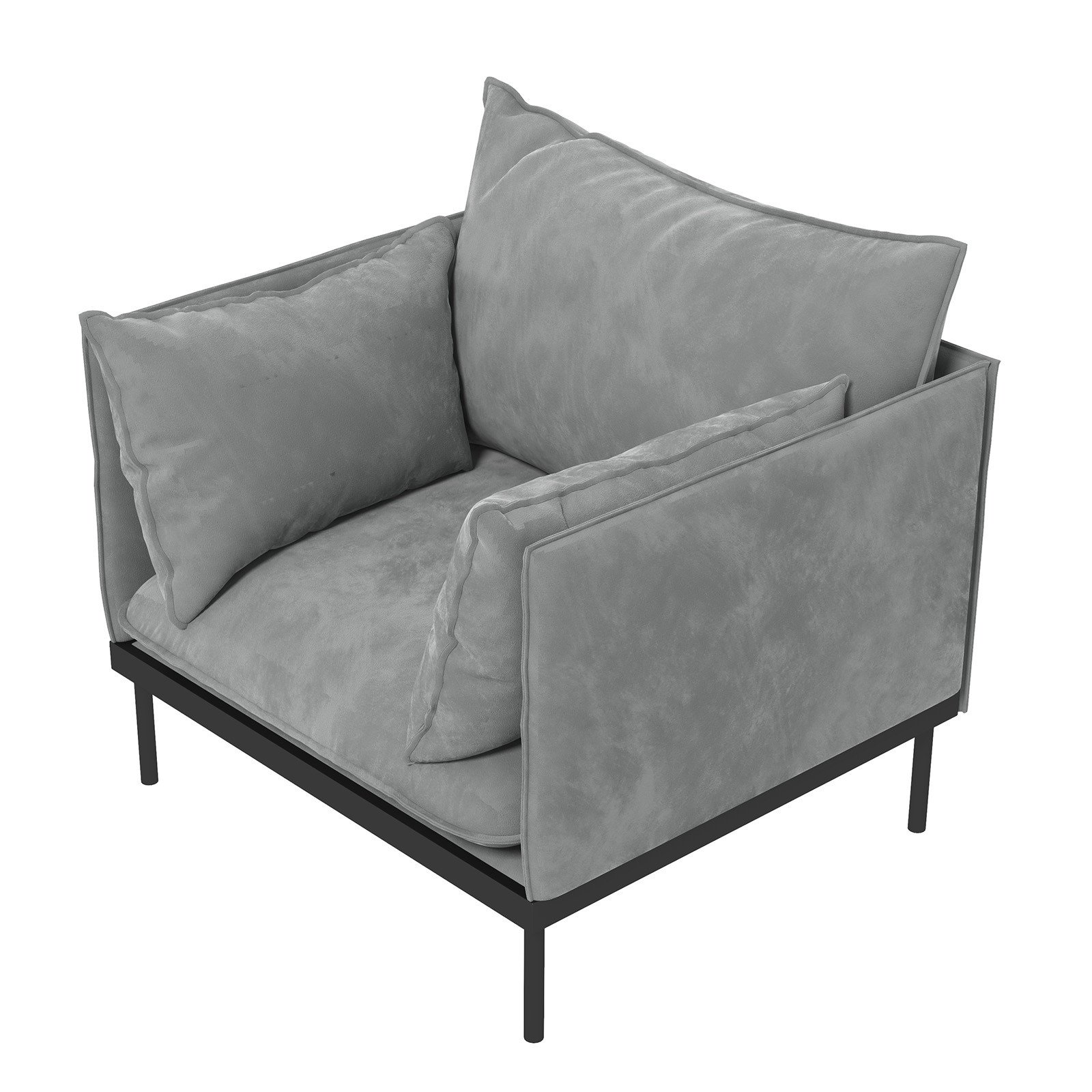 V160-10003625-65473-15 Casa Decor Camilla Luxury Upholstered 1 Seater Sofa Armchair Light Grey - Image 16