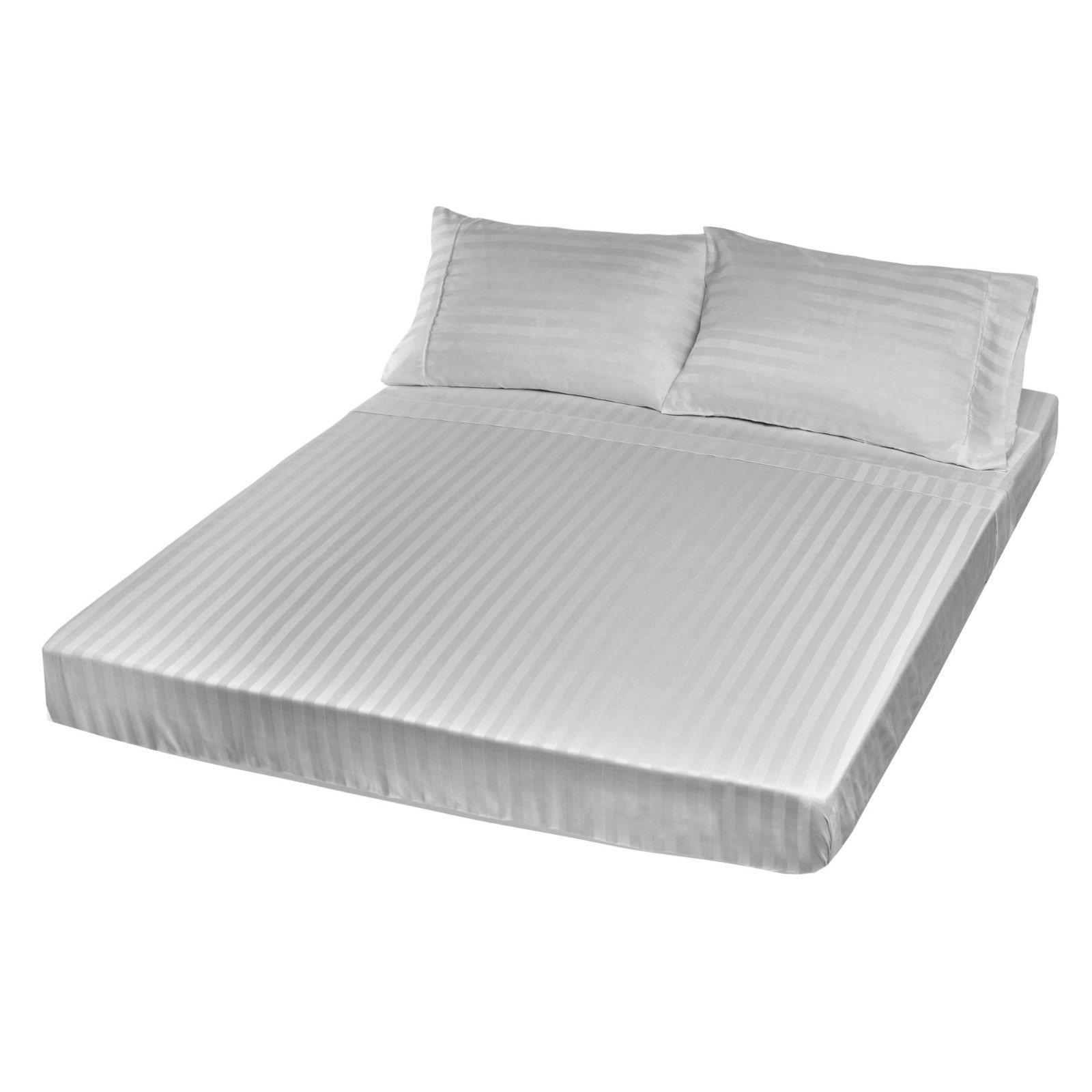 V160-231657-03_8 Royal Comfort 1200TC Sheet Set Damask Cotton Blend Ultra Soft Sateen Bedding - Queen - Silver - Image 1