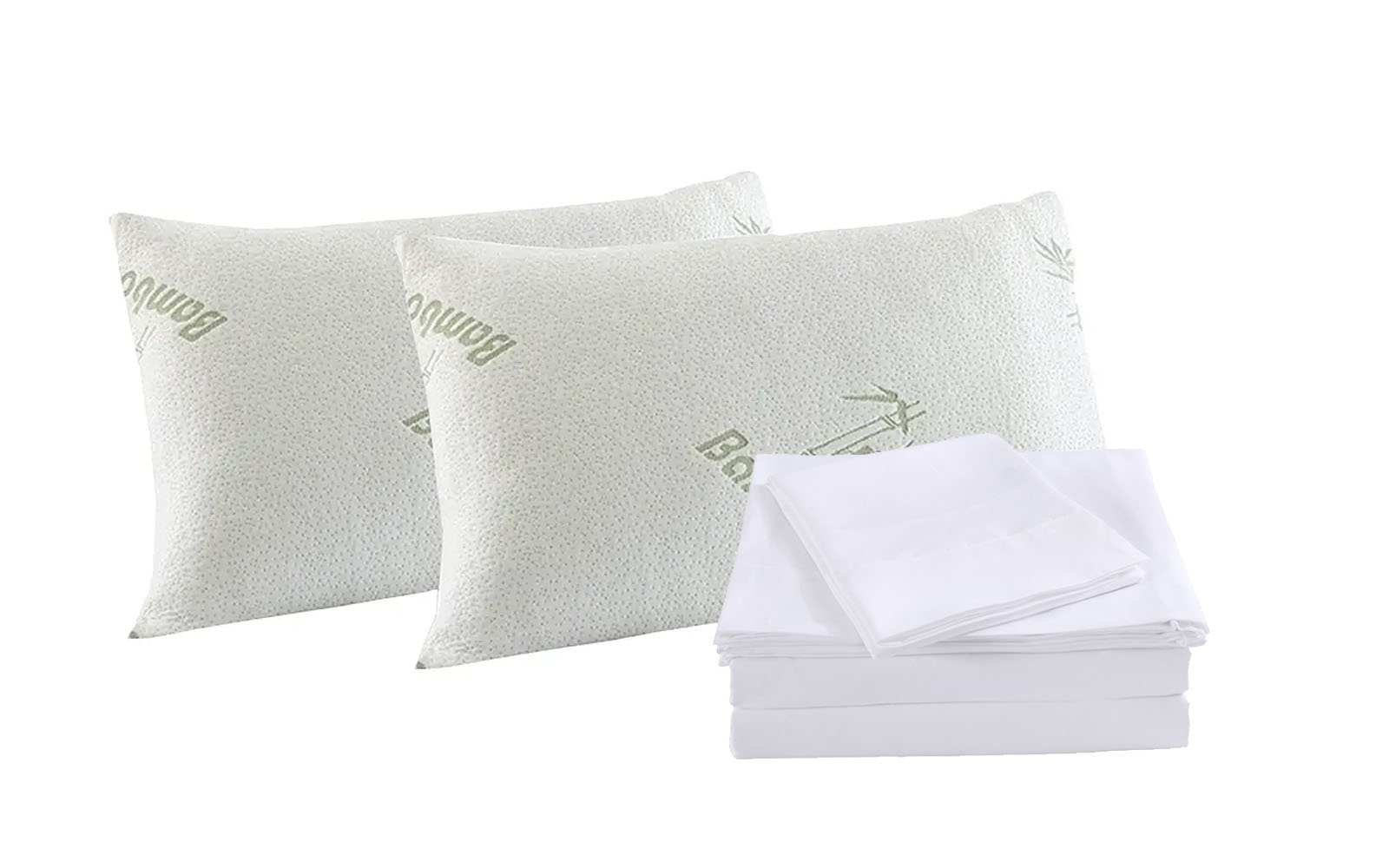 V160-K2364_V160-K2364-04_1 Royal Comfort Bamboo Blend Sheet Set 1000TC and Bamboo Pillows 2 Pack Ultra Soft - Queen - White - Image 1