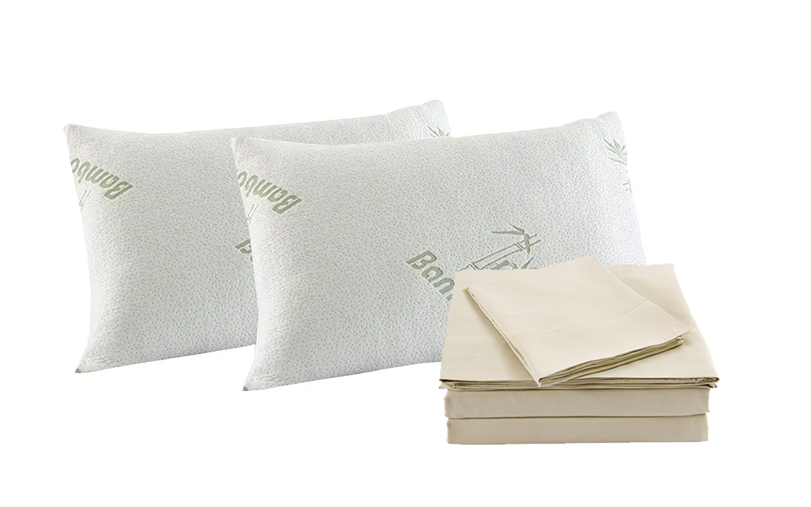 V160-K2368_V160-K2368-04_1 Royal Comfort Bamboo Blend Sheet Set 1000TC and Bamboo Pillows 2 Pack Ultra Soft - King - Ivory - Image 1