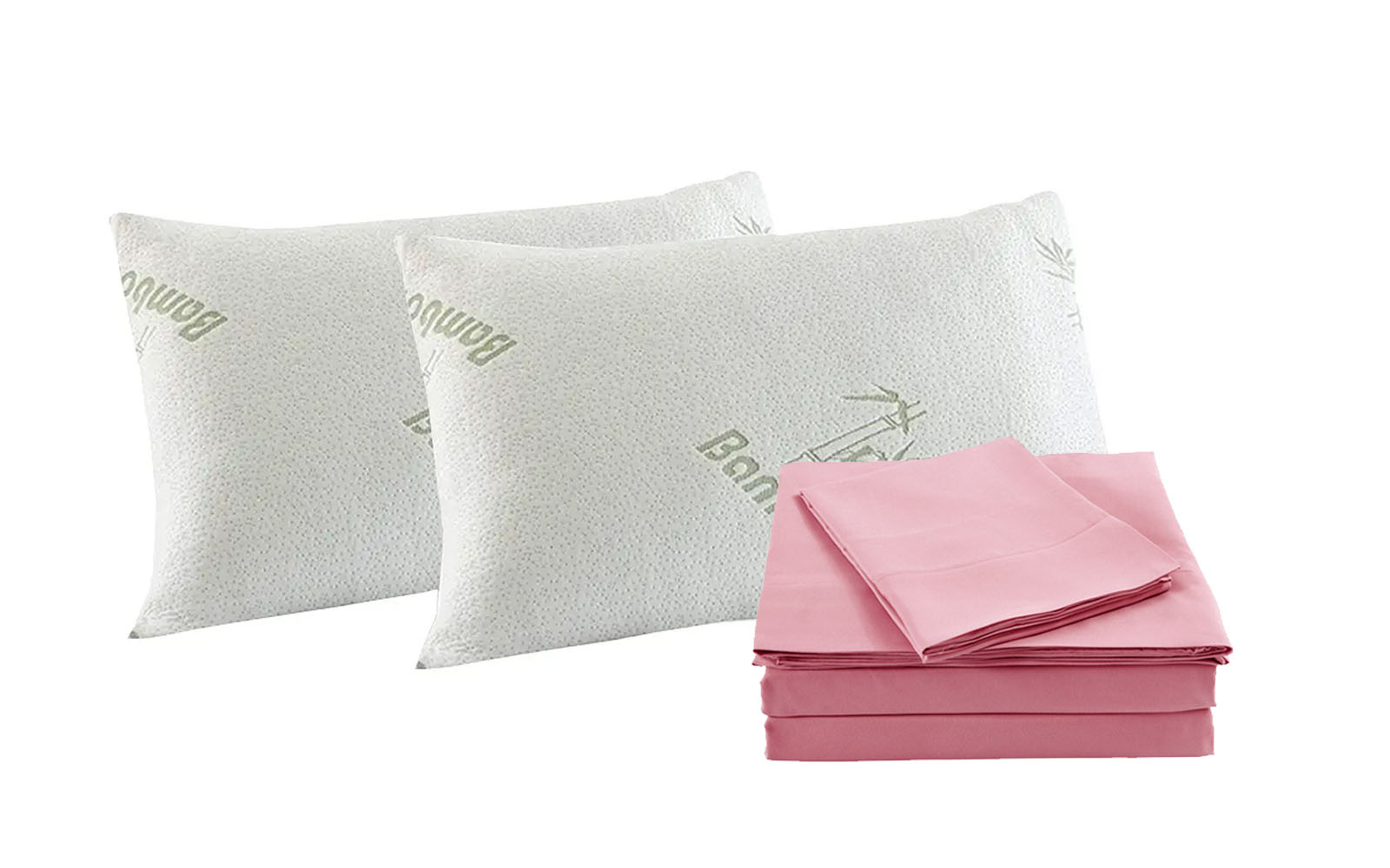 V160-K2372_V160-K2372-04_1 Royal Comfort Bamboo Blend Sheet Set 1000TC and Bamboo Pillows 2 Pack Ultra Soft - King - Blush - Image 1