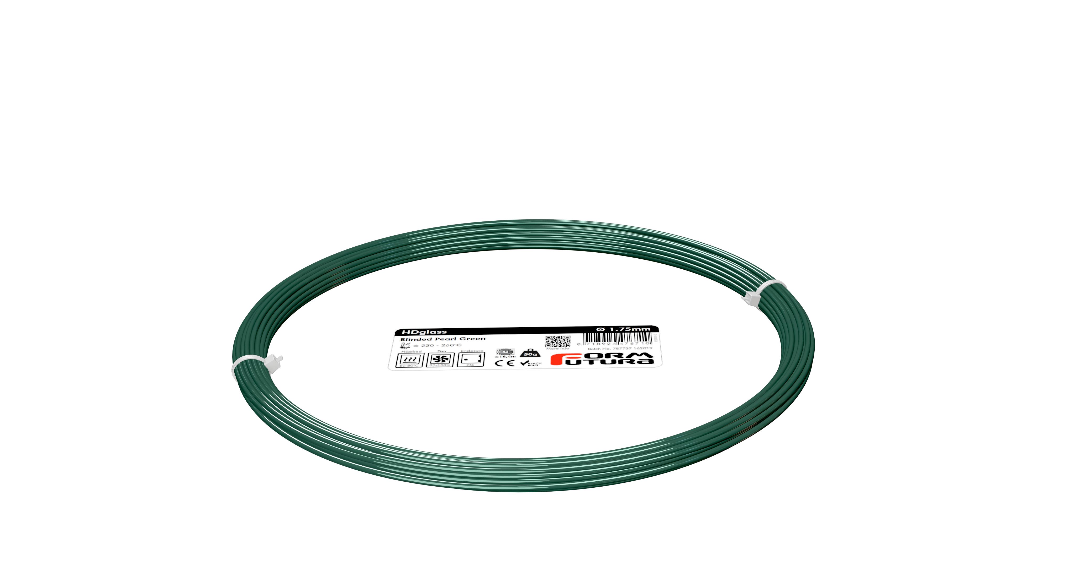 V177-285HDGLA-BLPGRE-0050_8718924476710_HDGlass-Blinded-Pearl-Green-175-50g__88632_1 PETG Filament HDglass 2.85mm Blinded Pearl Green 50 gram 3D Printer Filament - Image 1