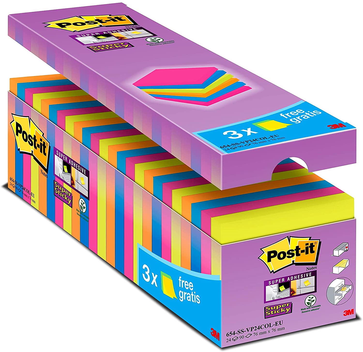 V177-D-PI6545UC_uc__09822_1 Post-It Notes 654-SUC Pack of 5 - Image 1
