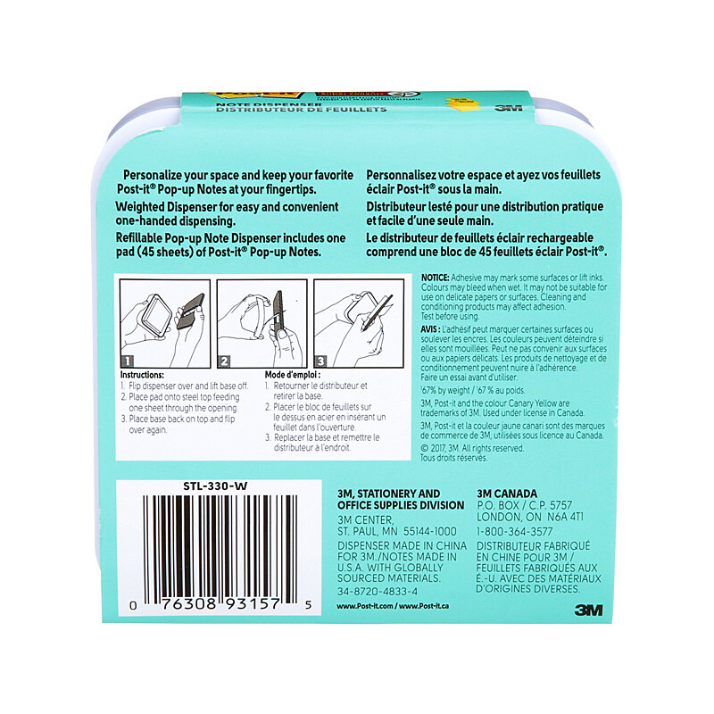 V177-D-PI70006849692-70901-01 POST-IT STL-330-W Steel Top Dispenser - Image 2