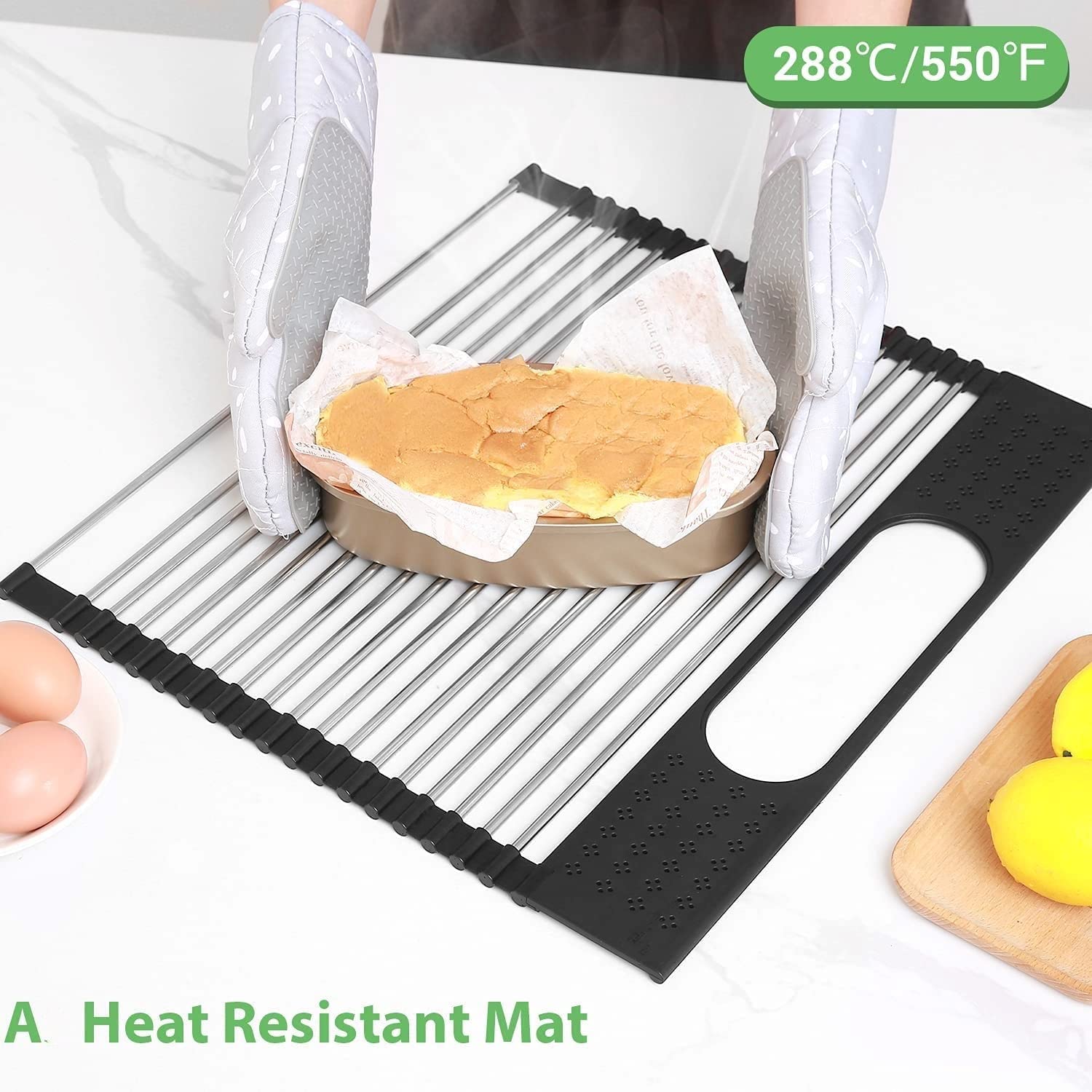 V178-36044-98638-03 2 Pack Large Stainless Steel Roll Up Dish Drying Rack with Utensil Holder for Home Kitchen - Image 4
