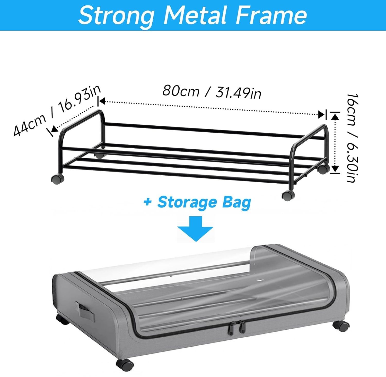 V178-36123-216250-02 XXL Under Bed Rolling Storage Containers with 50L Large Capacity and Wheels - Image 3