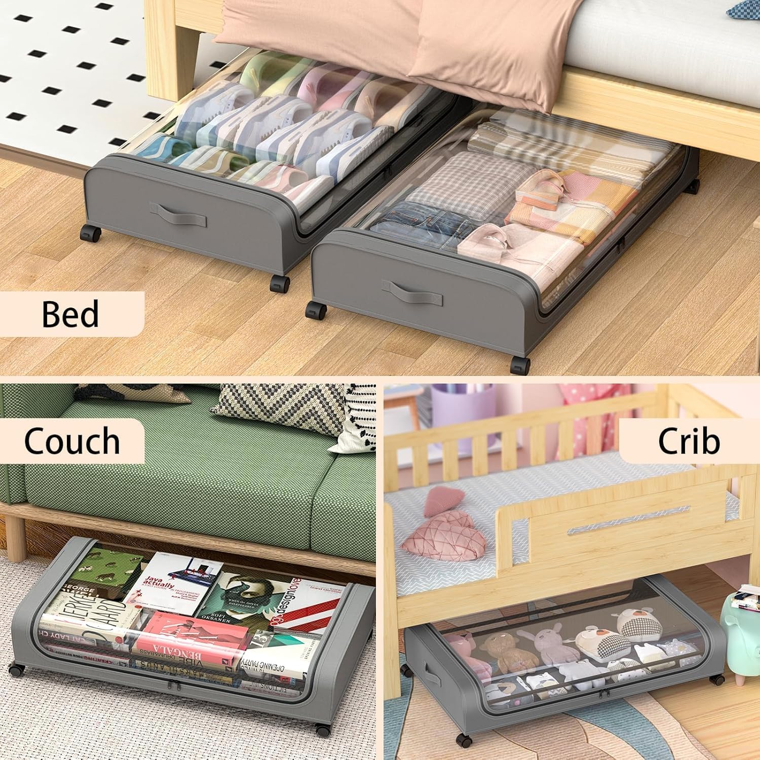 V178-36123-216250-06 XXL Under Bed Rolling Storage Containers with 50L Large Capacity and Wheels - Image 7