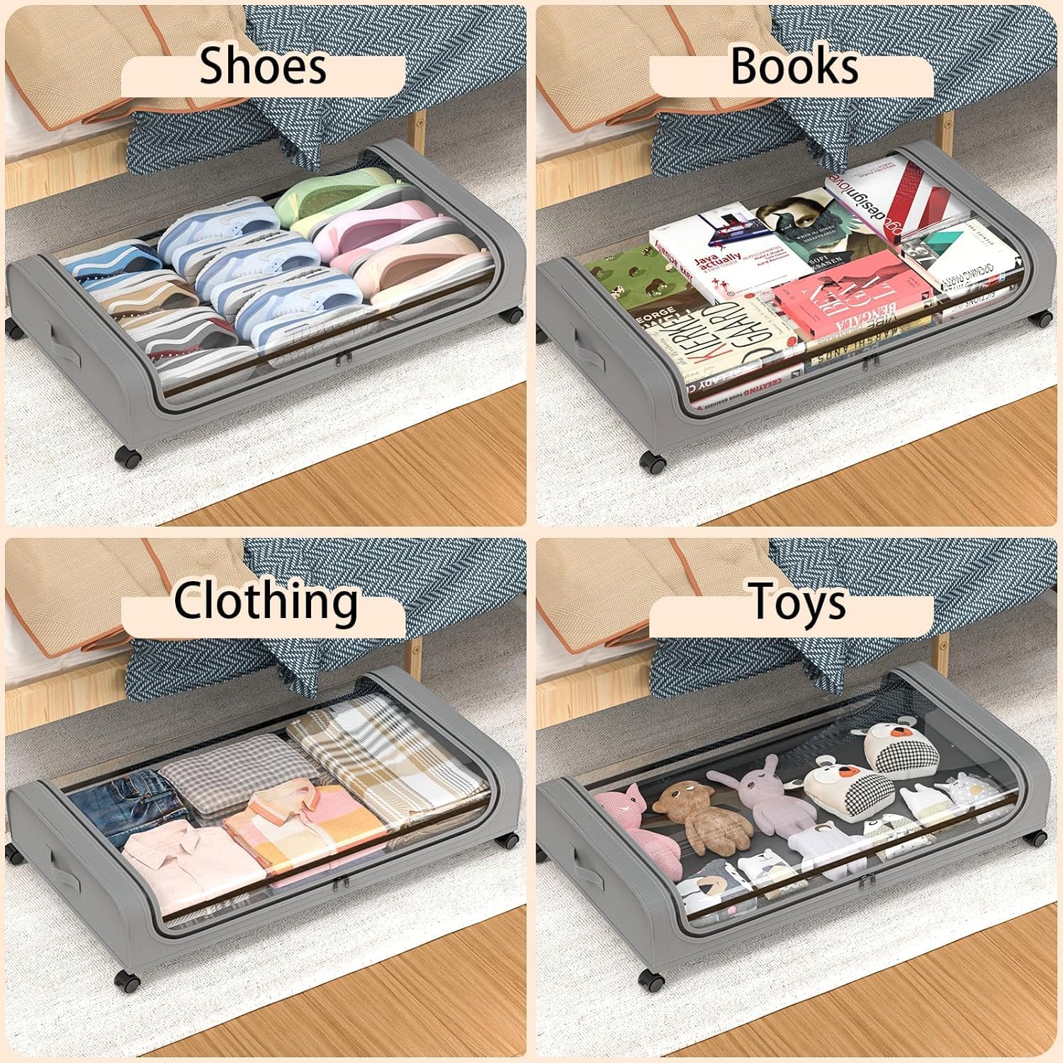 V178-36123-216250-07 XXL Under Bed Rolling Storage Containers with 50L Large Capacity and Wheels - Image 8
