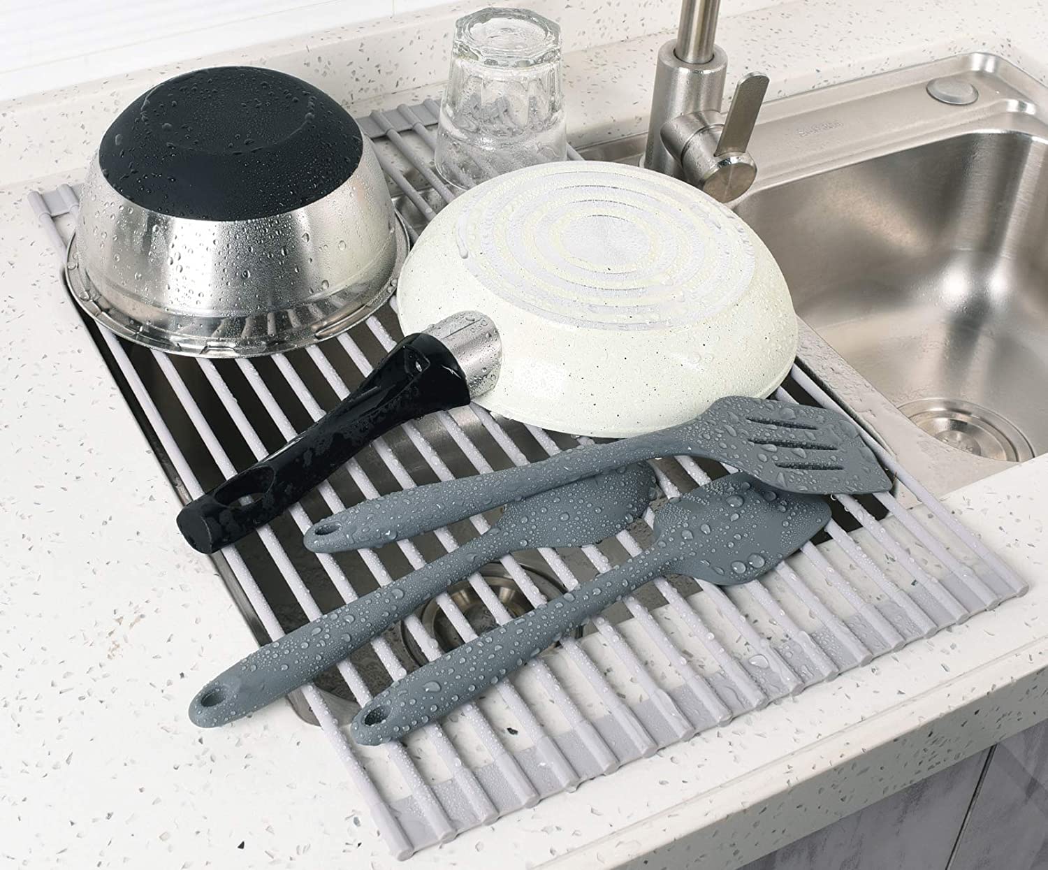 V178-84527-84527_2_TnQuNGHHZ-01 Over The Sink Multipurpose Roll-Up Dish Drying Rack (52 x 33 cm) - Image 2