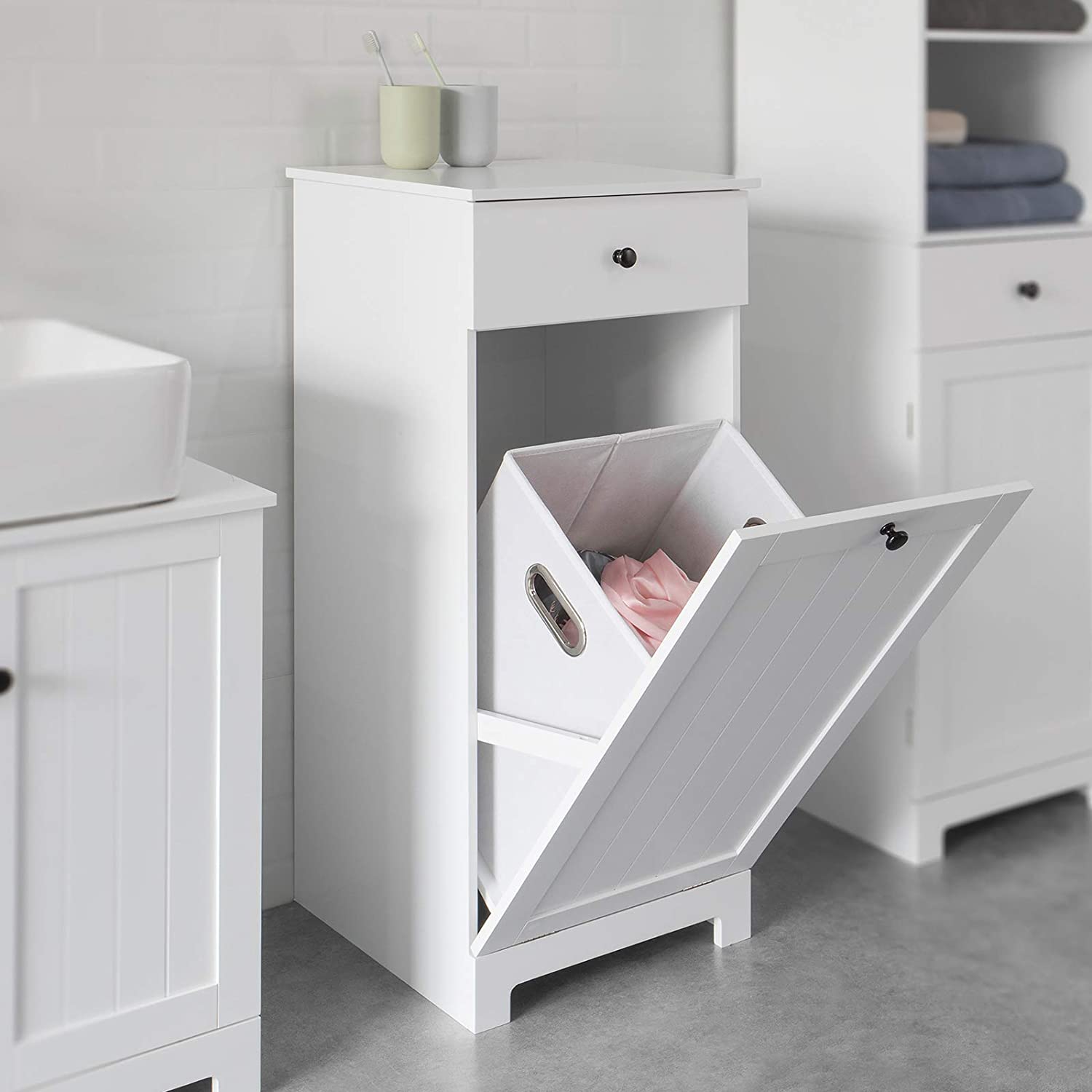 V178-85024_85024_2_kmzJkTC0q White Bathroom Cabinet with Laundry Basket and Drawer - Image 2