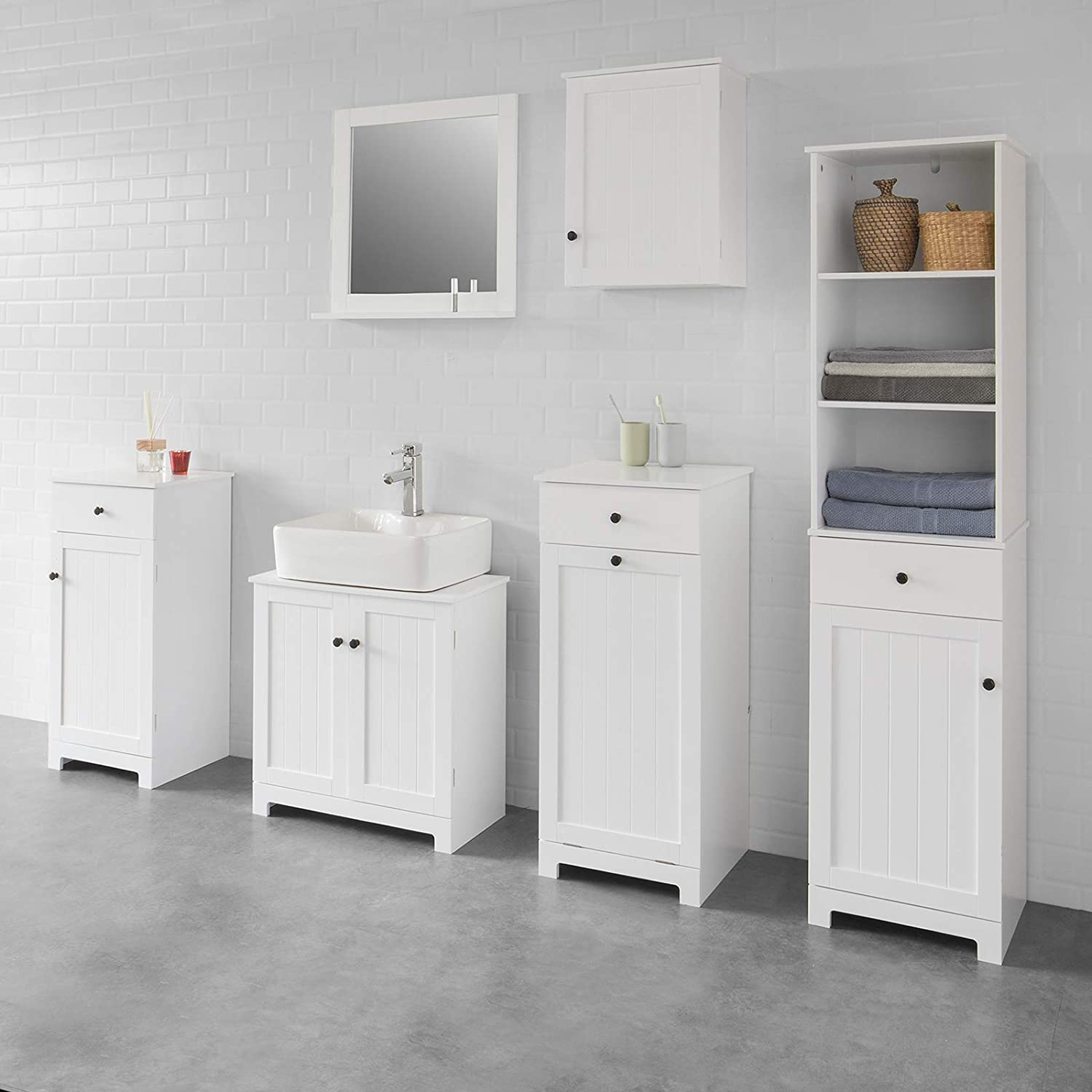V178-85024_85024_8_CM570kkqq White Bathroom Cabinet with Laundry Basket and Drawer - Image 9