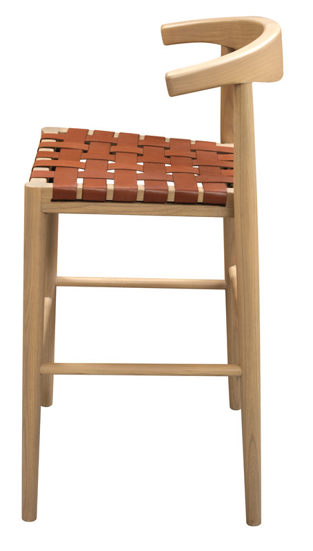 V199-BR091LHSFBNU-189627-02 Elliot Genuine Leather Barstool - Set of 2 (Natural) - Image 3