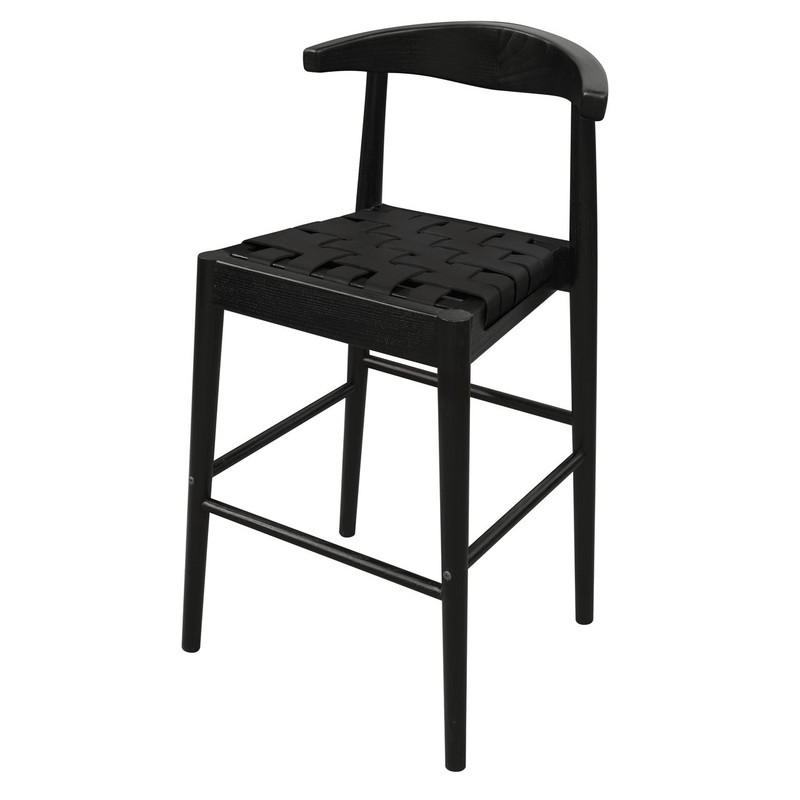 V199-BR091NKLHB-210520-01 Elliot Leather Kitchen Counter Stool (Black) - Image 2