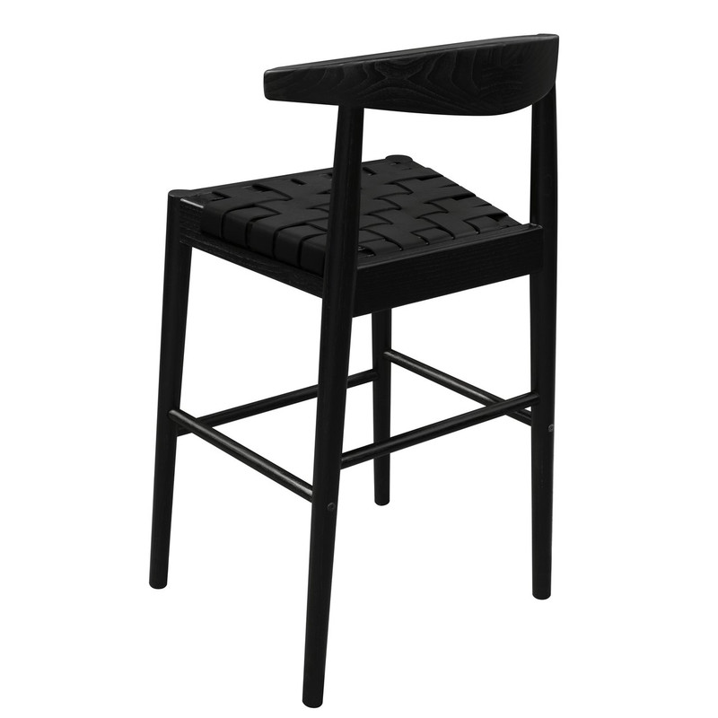 V199-BR091NKLHB-210520-02 Elliot Leather Kitchen Counter Stool (Black) - Image 3