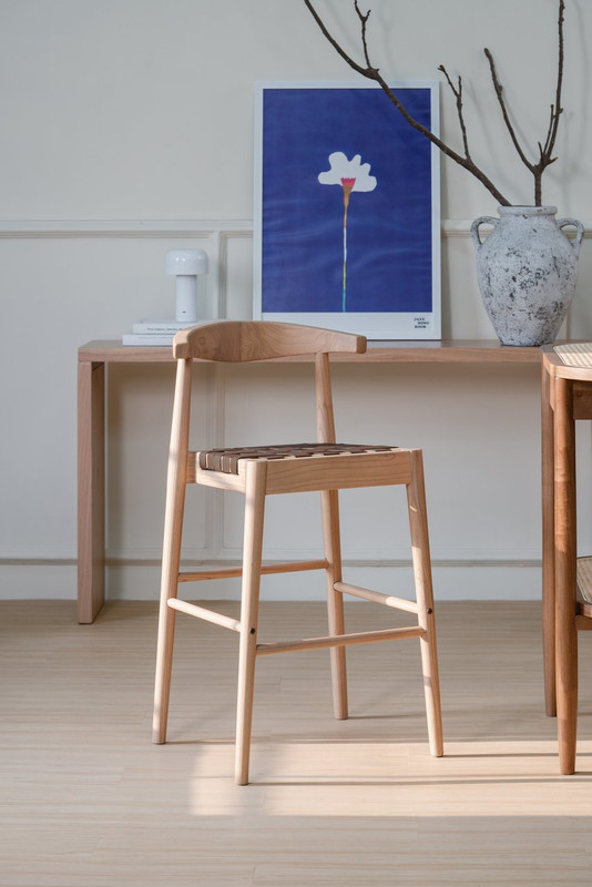 V199-BR091NKLHNU-210521-03 Elliot Leather Kitchen Counter Stool (Natural) - Image 4