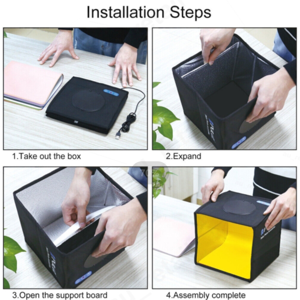 V201-ELYEWUBLETC007-67159-04 40CM Portable Photo Studio LED Light Tent Bar Cube Soft Box Room Photography - Image 5