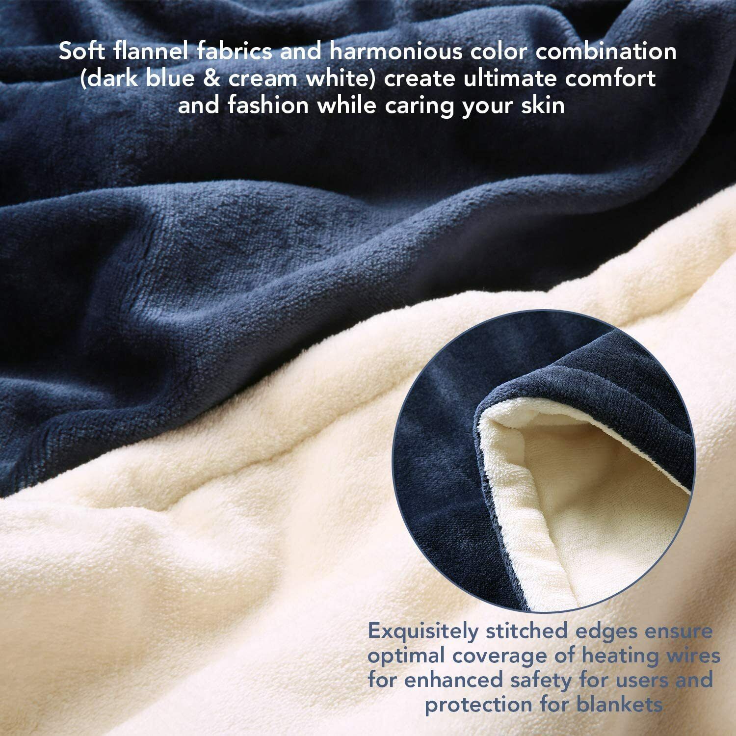 V201-FDZ1316BU8AU-208705-01 Double-side Flannel Heated Electric Throw Rug Blanket Fast Heating Warm Washable BLUE - Image 2