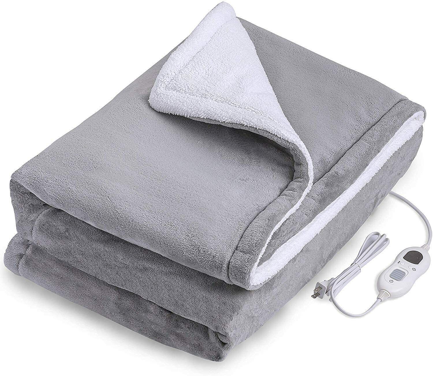V201-FDZ1316GR8AU-208704-03 Double-side Flannel Heated Electric Throw Rug Blanket Fast Heating Warm Washable GREY - Image 4